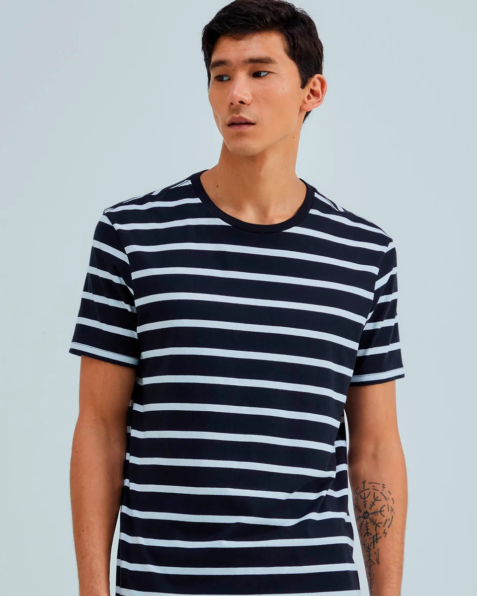 Hering camiseta mm masc kgml — LISTRADO PRETO/BRANCO (foto 1)
