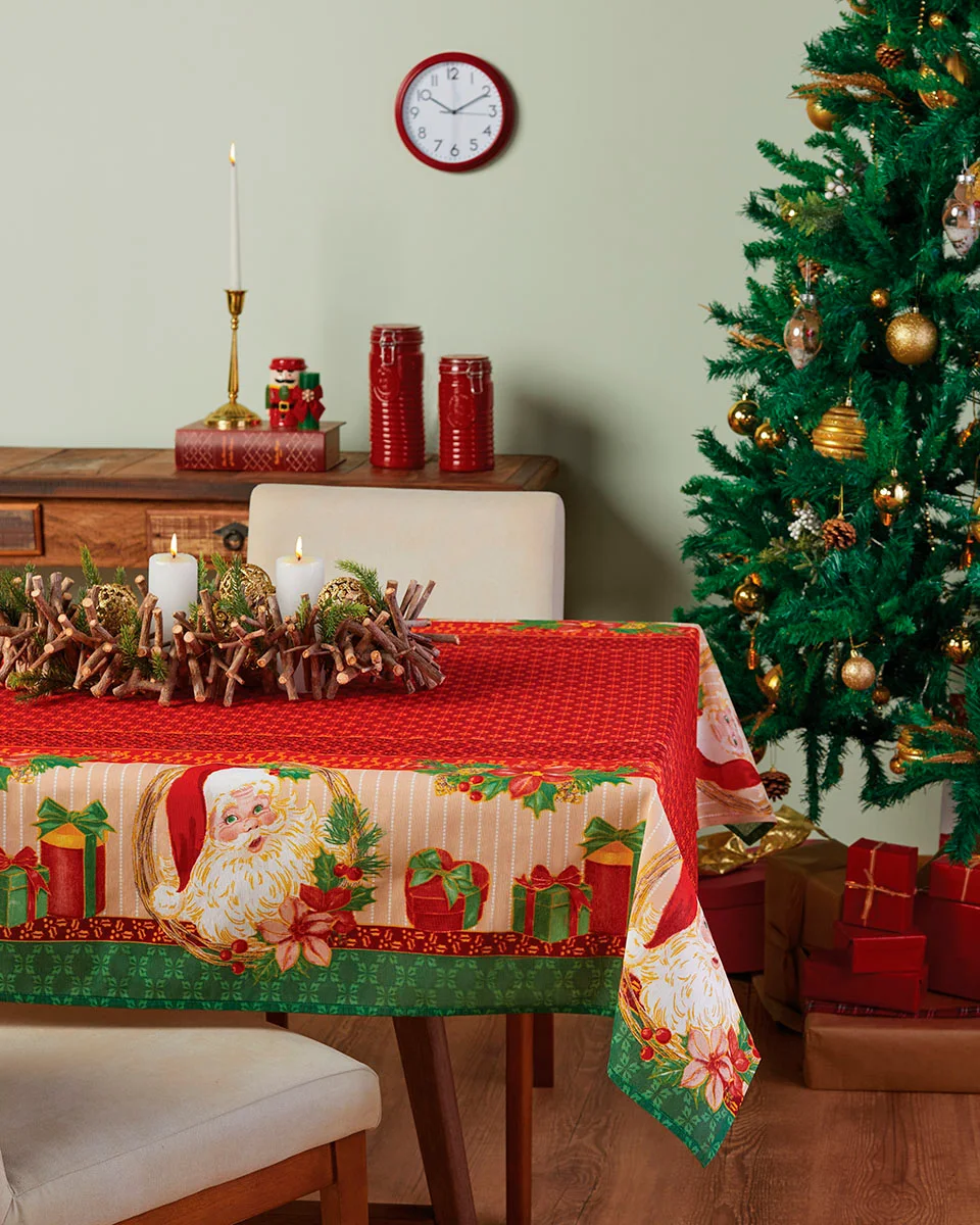 Lepper toalha de mesa pop estampada natal papai noel — VERDE/VERMELHO (foto 1)