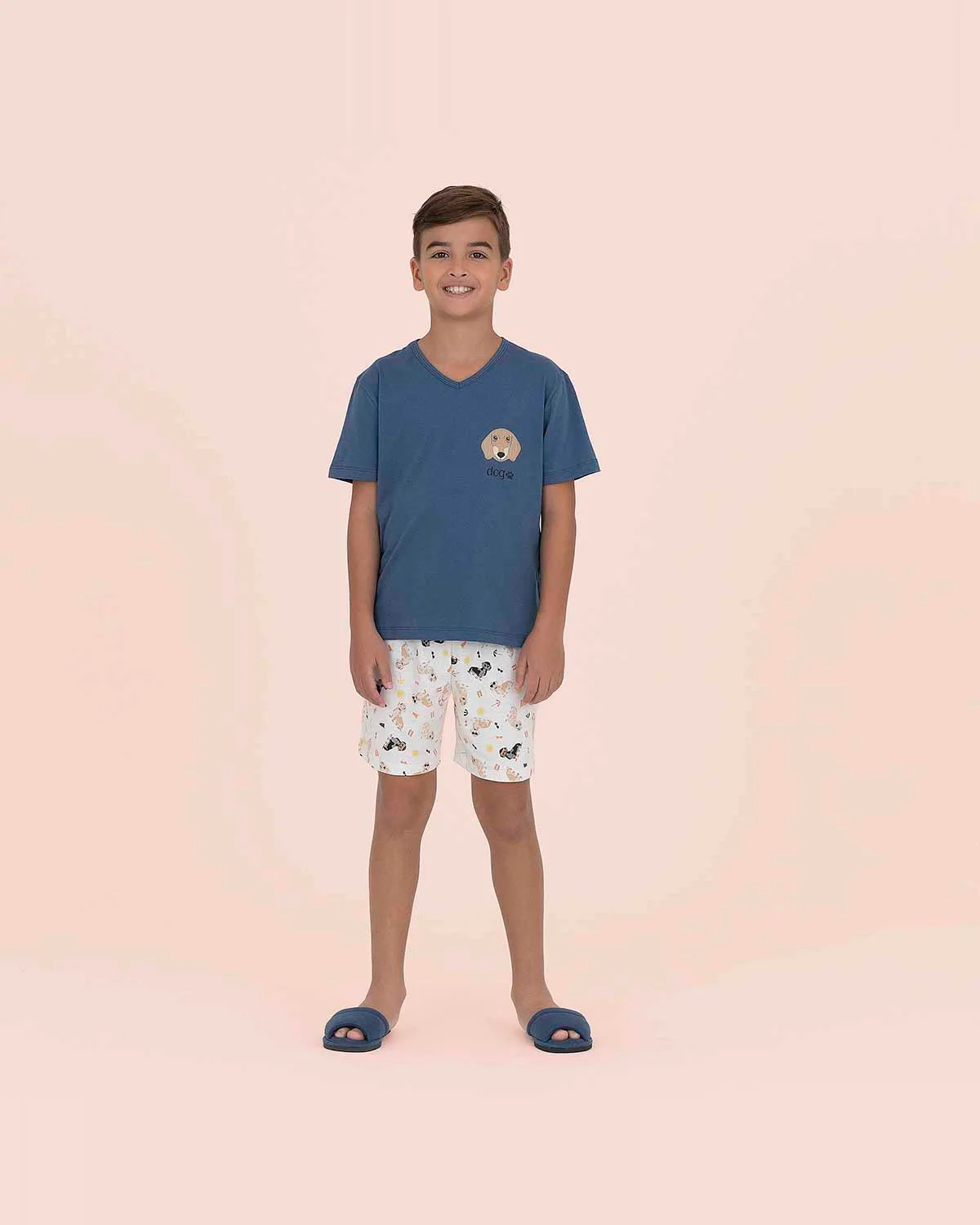 Sensare pijama curto masc infantil dog 13687 — PETROLEO (foto 1)