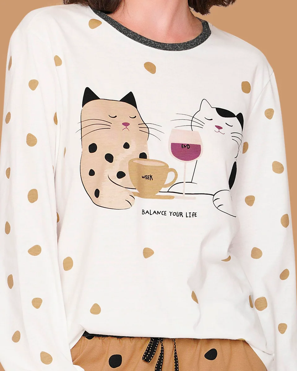 Lua luá pijama jogger cats balance — OFF WHITE/BEGE (foto 2)