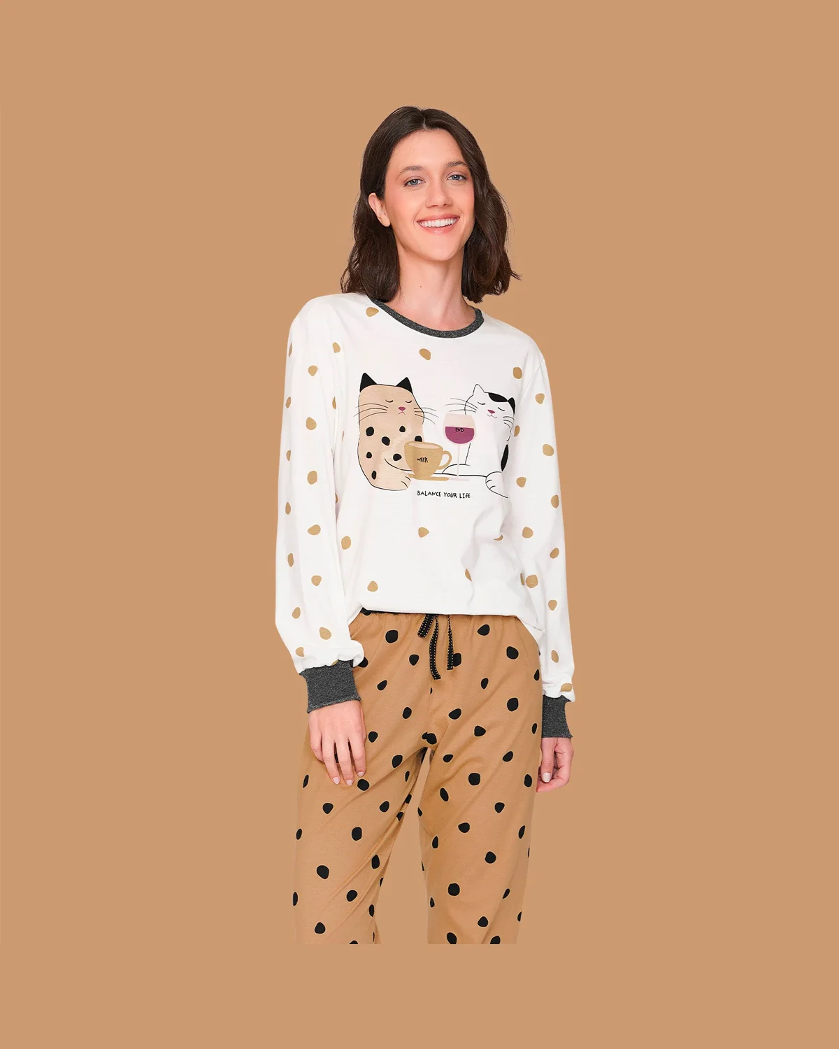 Lua luá pijama jogger cats balance — OFF WHITE/BEGE (foto 1)