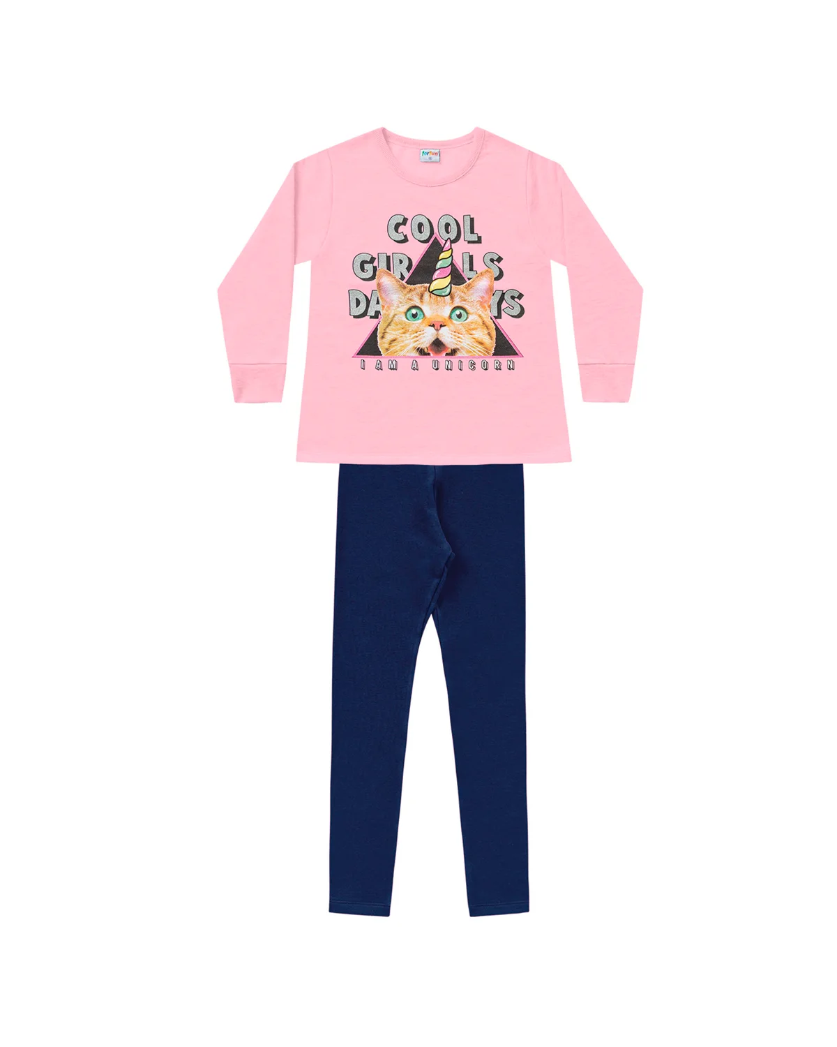 Forfun conjunto casaco com legging — ROSA CLARO/MARINHO (foto 1)