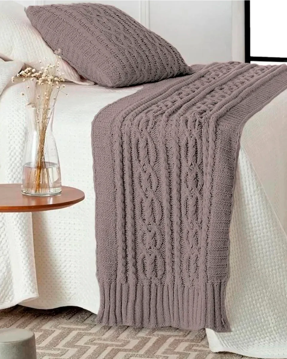 Rozac manta peseira tricot chenille — MARROM (foto 1)