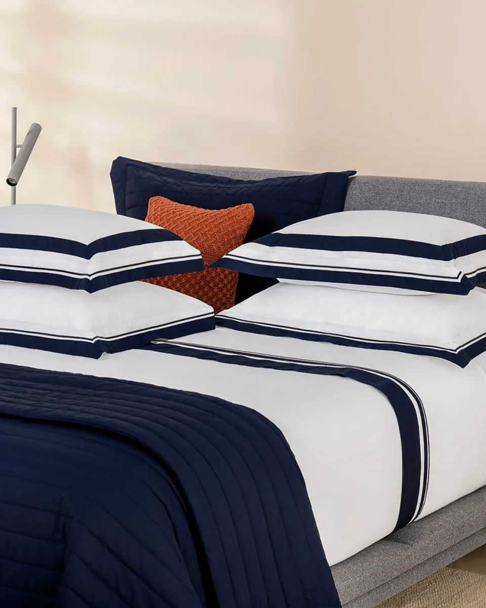 Trussardi jogo de cama san lorenzo — BRANCO/MARINHO (foto 5)