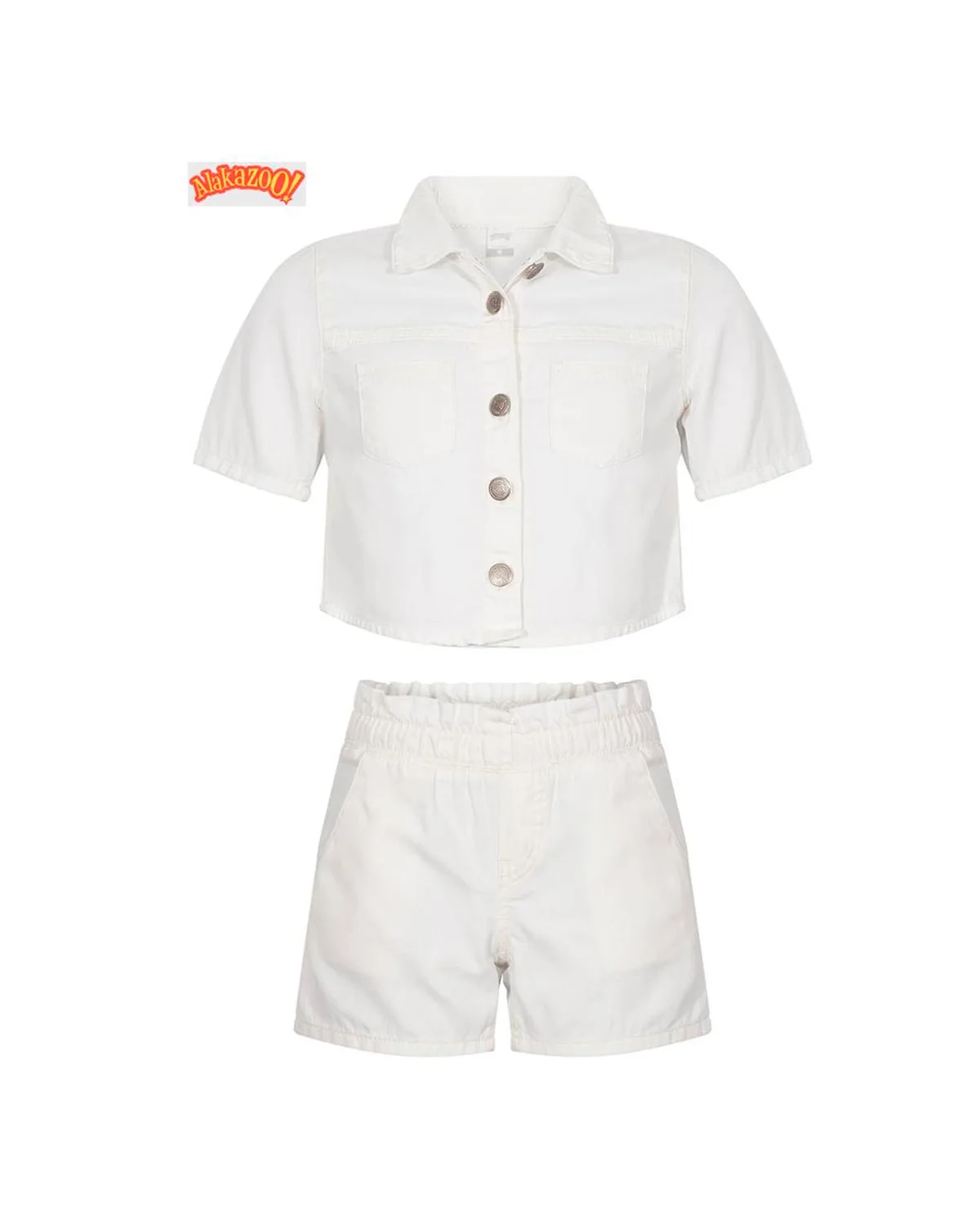 Alakazoo conjunto shorts e camisa sarja 21047 — OFF WHITE (foto 1)
