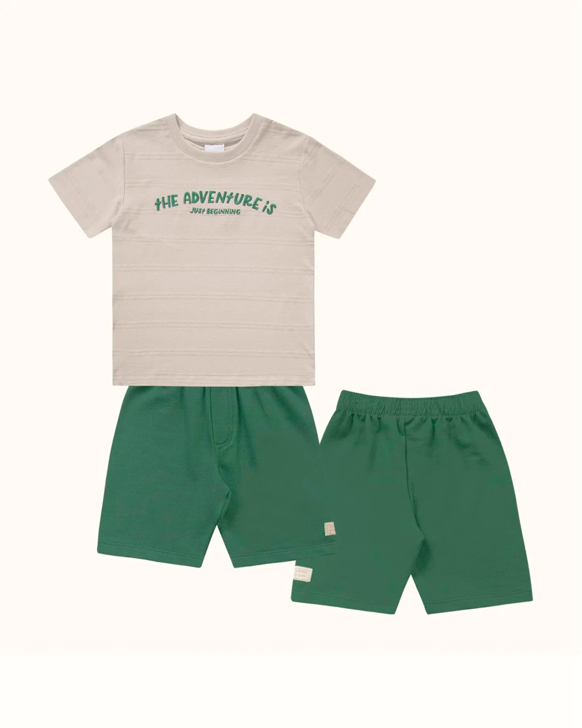 Fakini conjunto camiseta e bermuda em malha 10.25.03406 — BEGE/VERDE (foto 1)