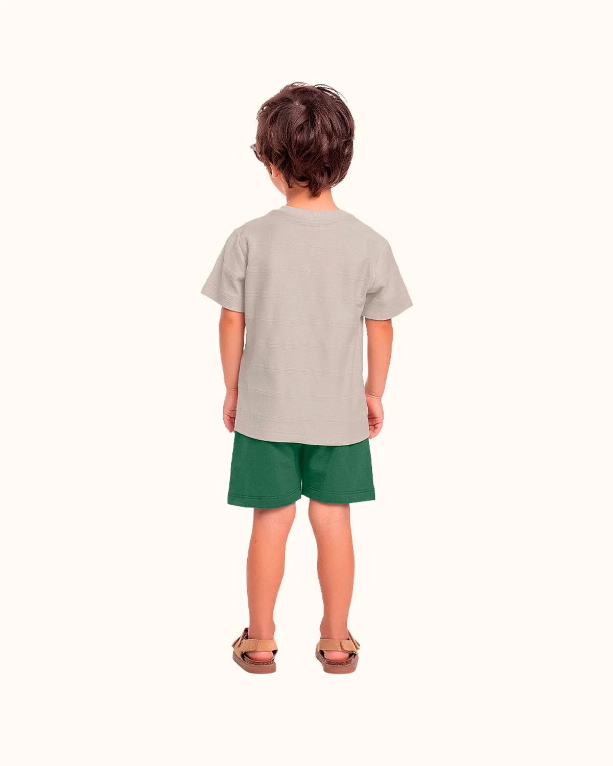 Fakini conjunto camiseta e bermuda em malha 10.25.03406 — BEGE/VERDE (foto 3)