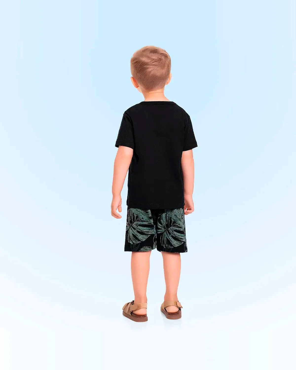 Fakini conjunto camiseta e bermuda em malha masculino 10.24.02433 — PRETO/PRETO (foto 4)