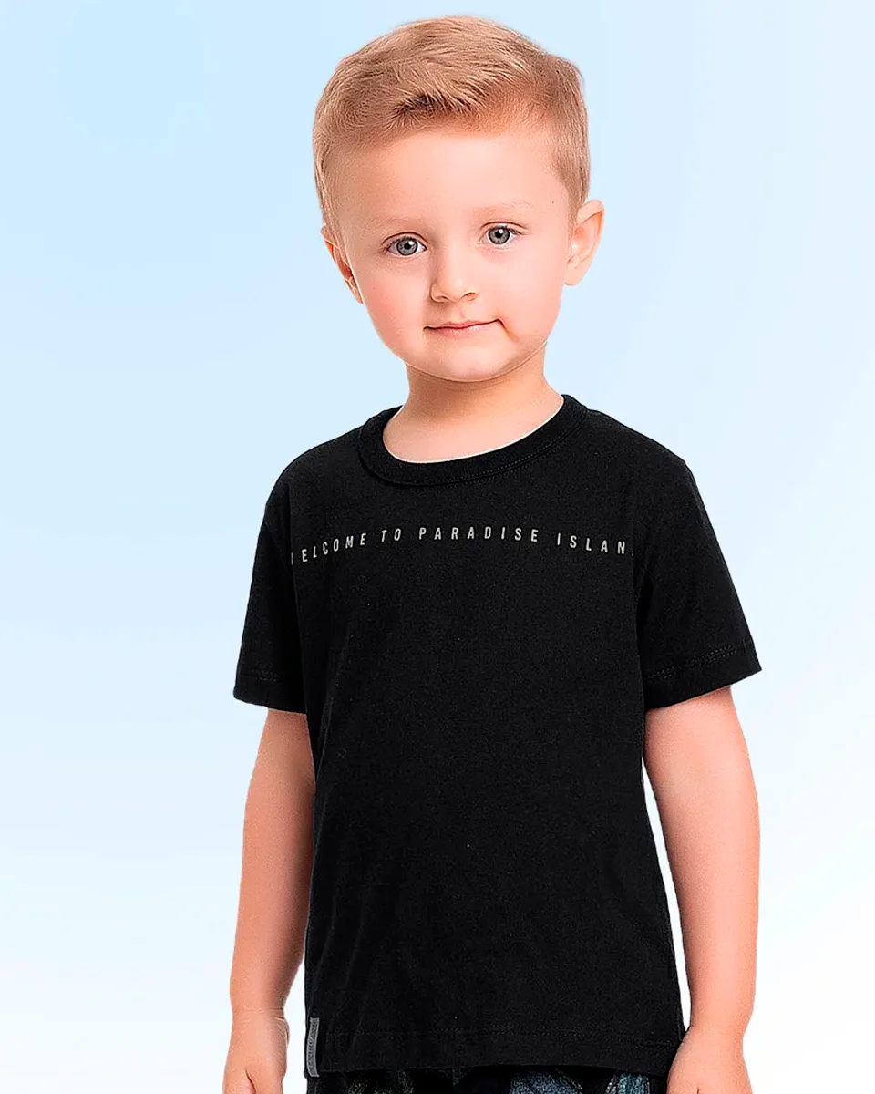 Fakini conjunto camiseta e bermuda em malha masculino 10.24.02433 — PRETO/PRETO (foto 2)