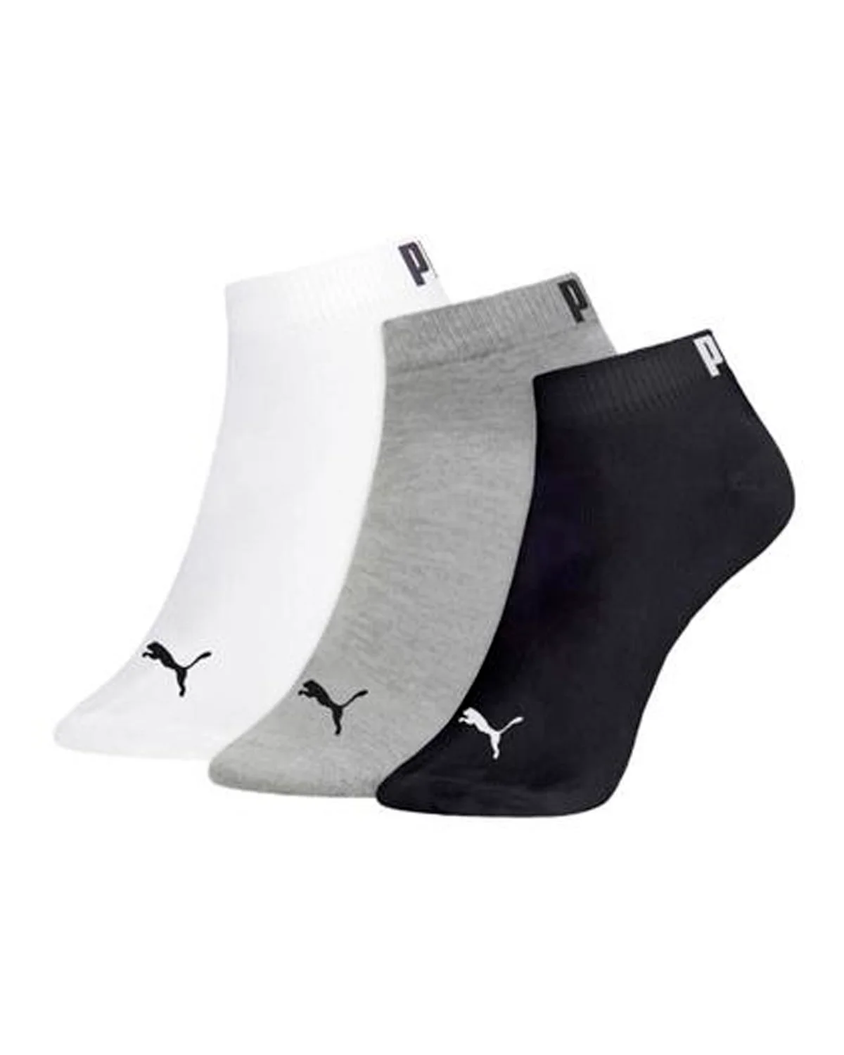 Puma meia sapatilha infantil kit 3 pares 2710.001 — BRANCO/PRETO/CINZA (foto 1)