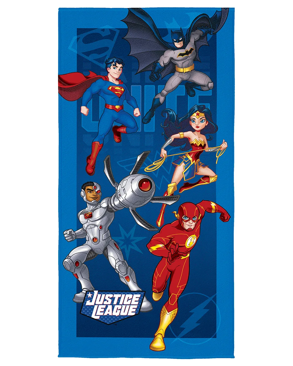 Lepper toalha aveludada transfer estampada infantil justice league — AZUL (foto 1)