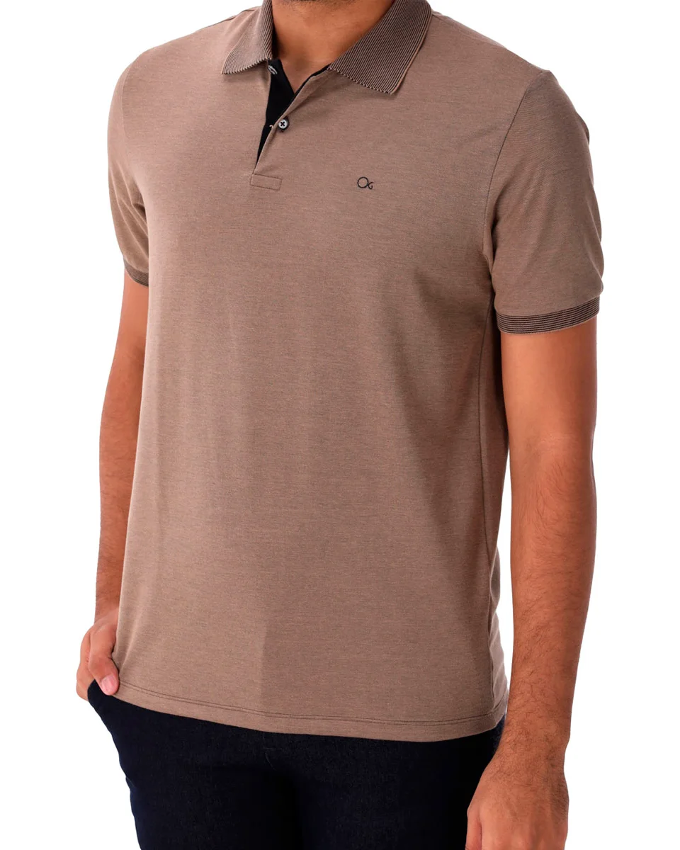 Ogochi camisa polo manga curta slim casual piquet (foto 2)