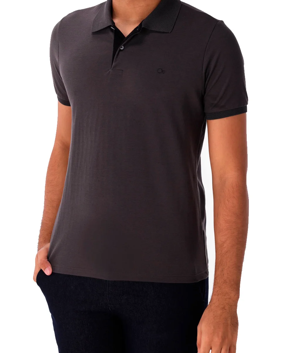 Ogochi camisa polo manga curta slim casual piquet (foto 1)