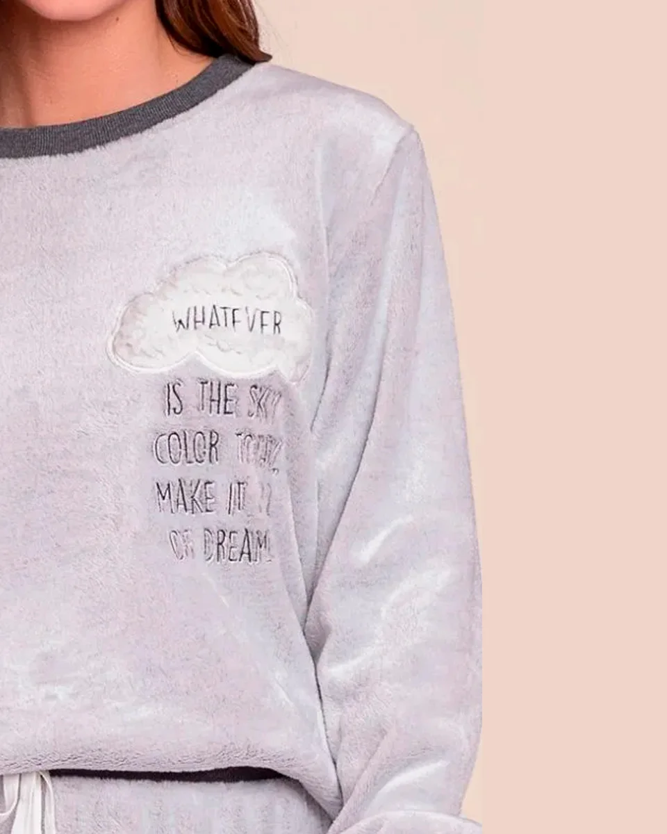 Lua luá pijama fleece cloudy mood — MESCLA (foto 3)