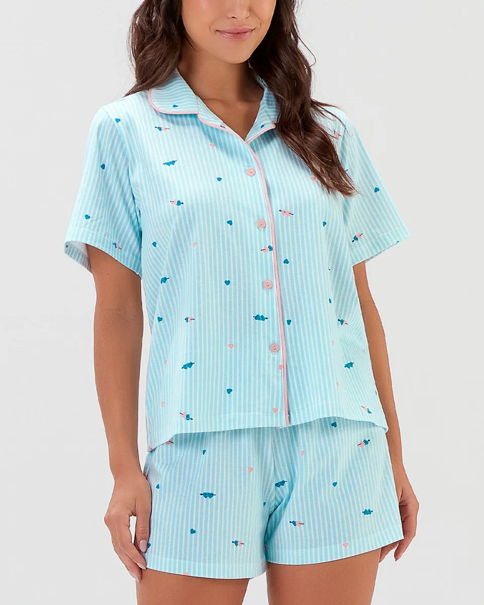 Cor com amor pijama feminino americano com shots 2011147 — LISTRADO AZUL/BRANCO (foto 3)