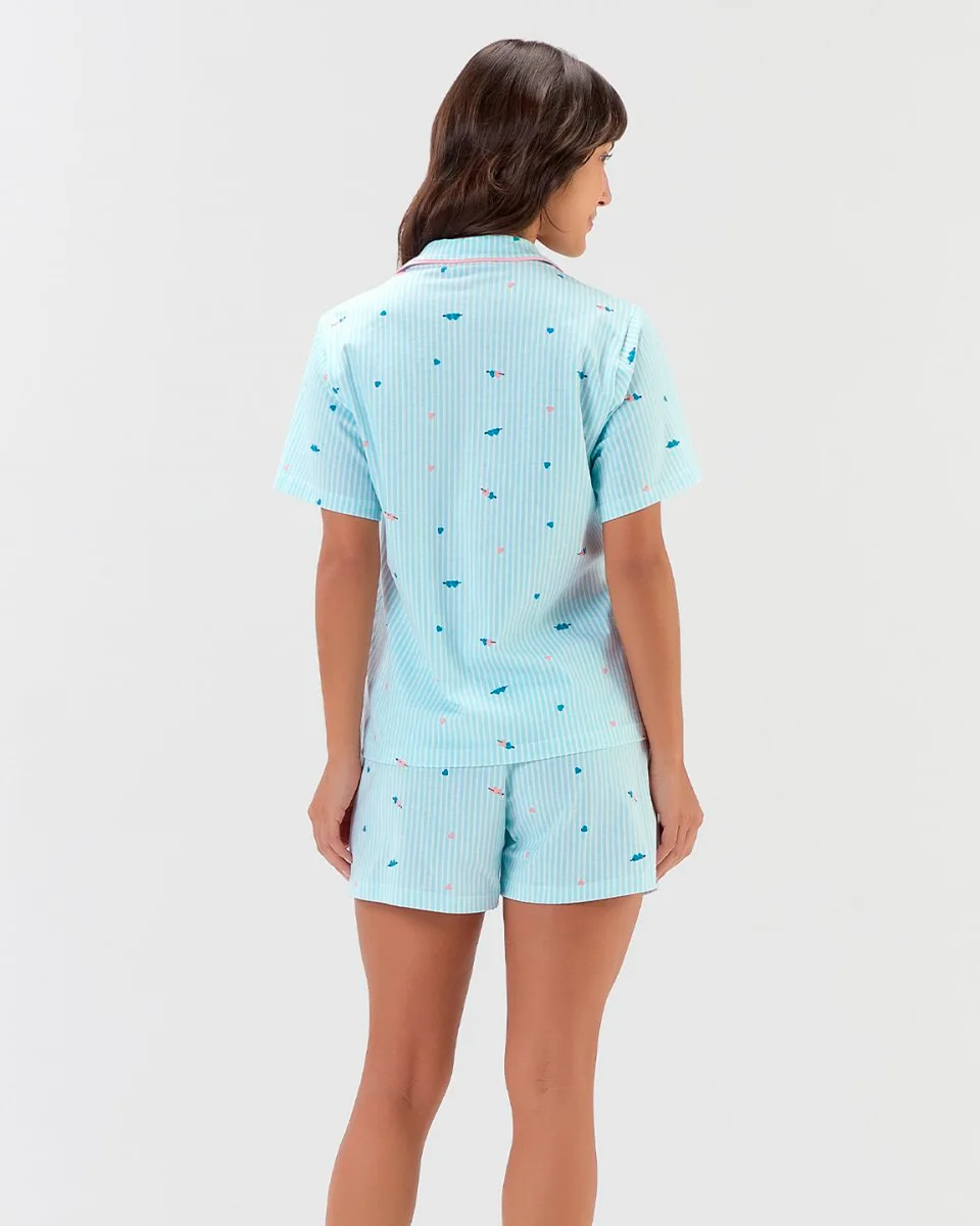 Cor com amor pijama feminino americano com shots 2011147 — LISTRADO AZUL/BRANCO (foto 2)