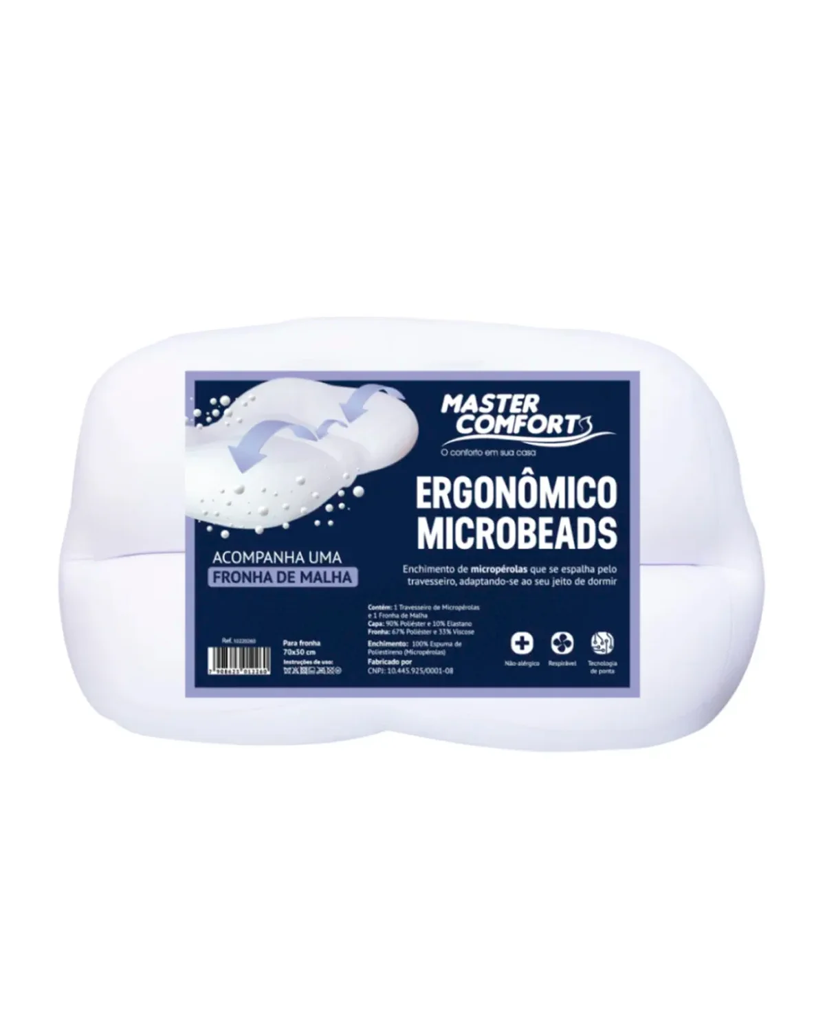 Master comfort travesseiro ergonomico microbeads — BRANCO (foto 1)