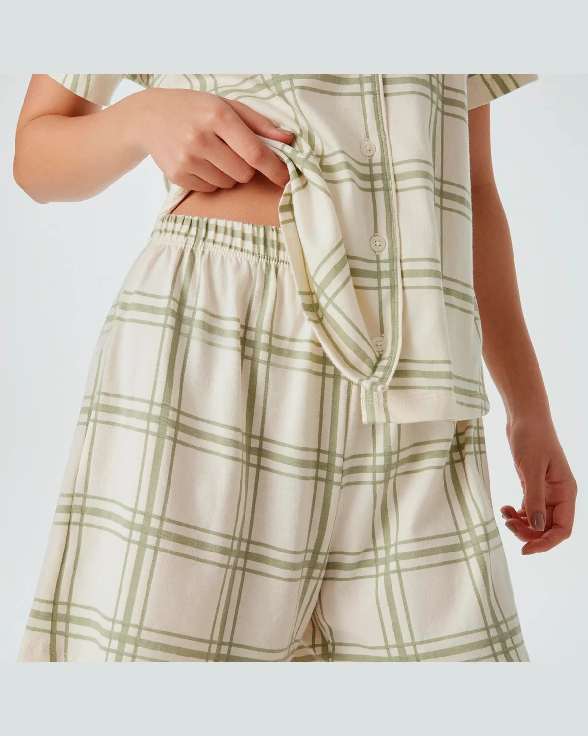 Hering pijama curto feminino americano estampado 7cdz — XADREZ VERDE (foto 2)