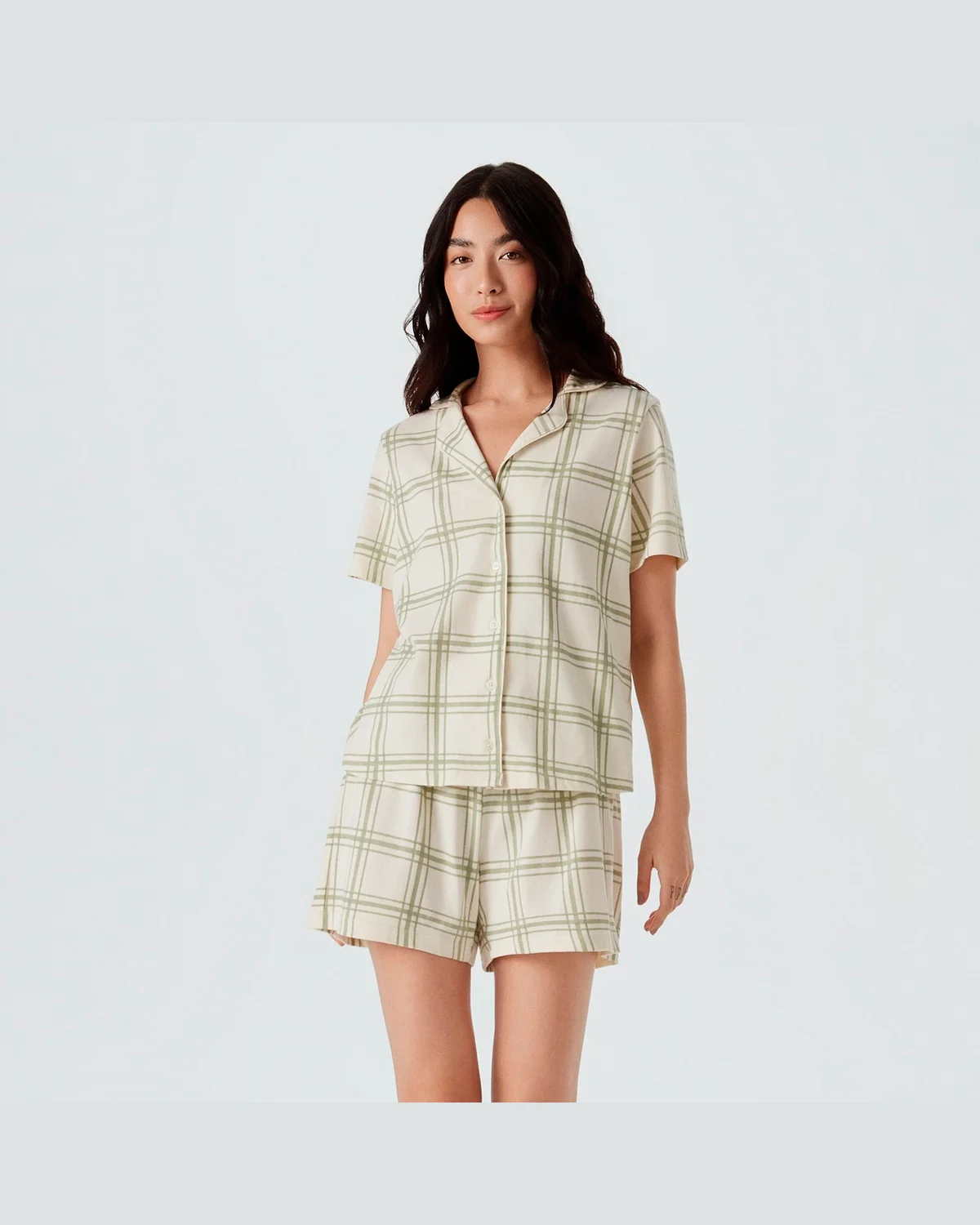 Hering pijama curto feminino americano estampado 7cdz — XADREZ VERDE (foto 1)