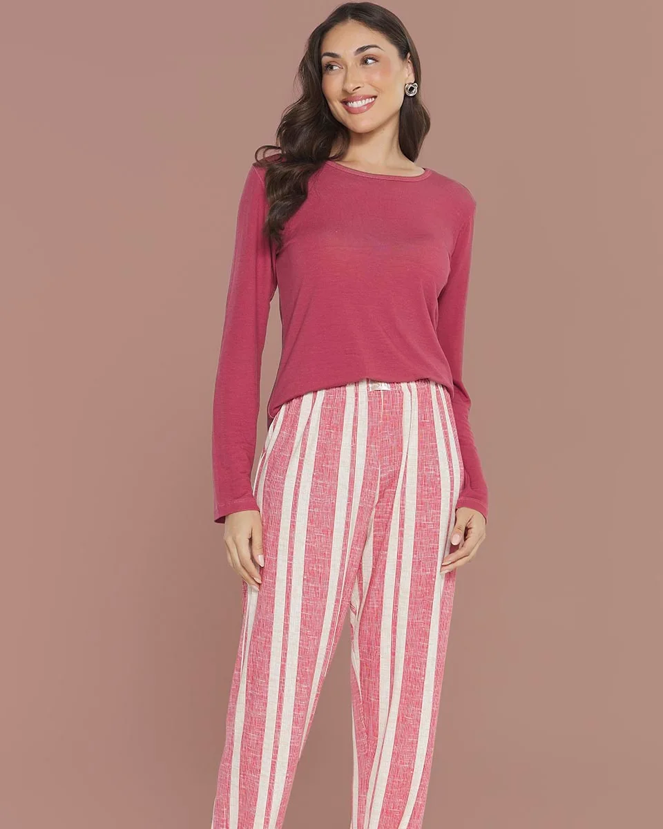 Sensare cherry pijama longo fem adulto 140039 — RED MOSCATO (foto 1)