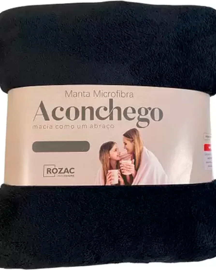 Rozac manta microfibra aconchego 100% poliester — PRETO (foto 2)