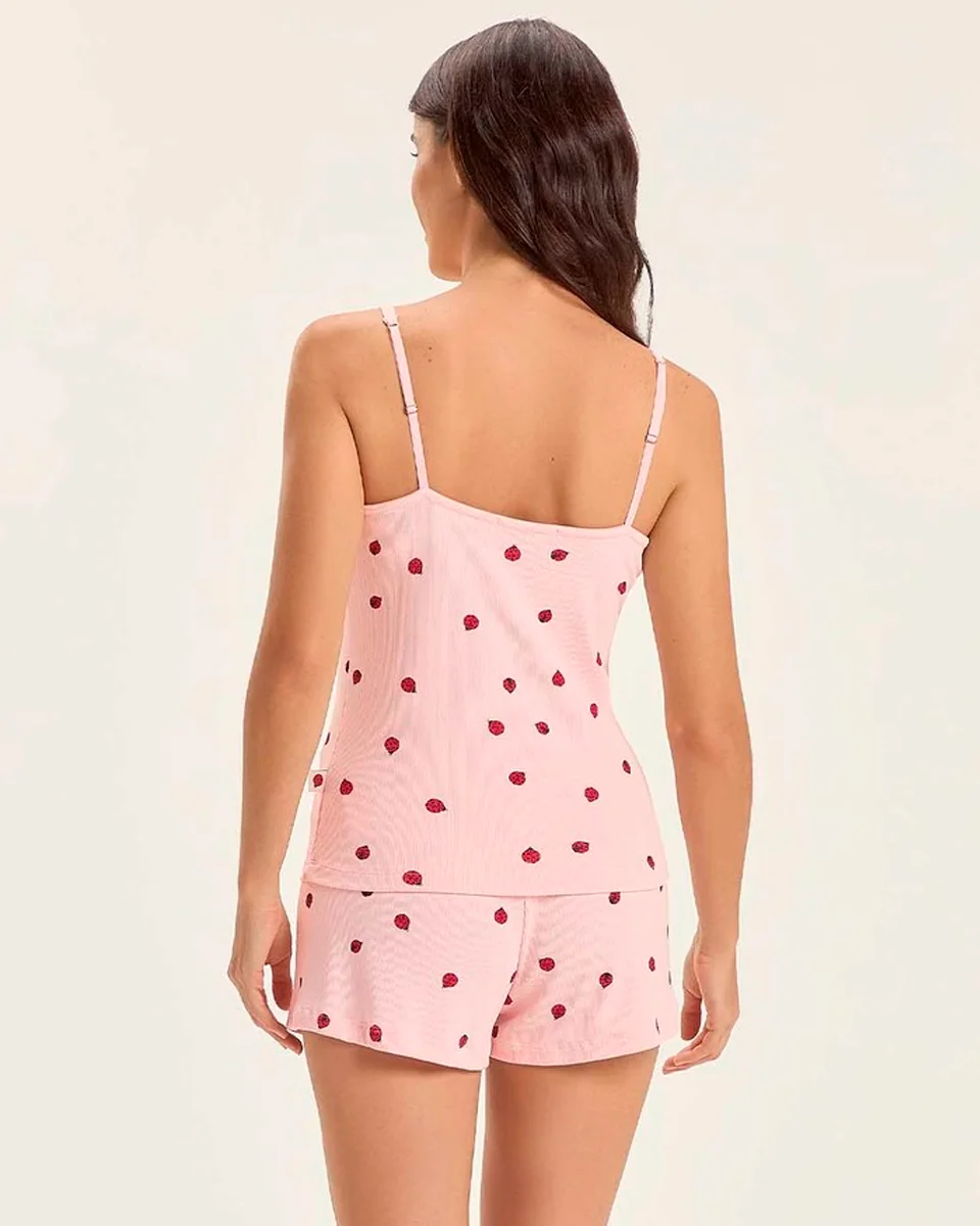 Cor com amor pijama feminino alça c/ shorts 2011354 — ROSA (foto 3)