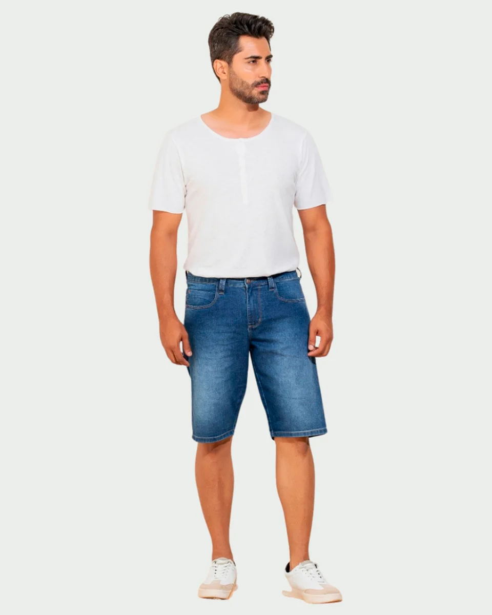 Kacolako bermuda masc slim lycra jeans k22058 — STONE (foto 2)
