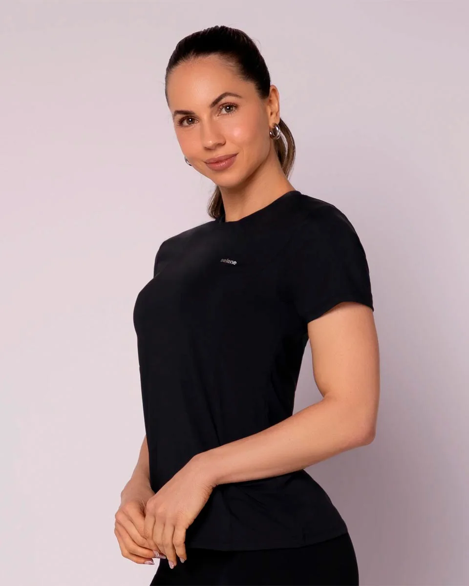 Selene camiseta com recorte lateral e bolso - fitness (foto 2)