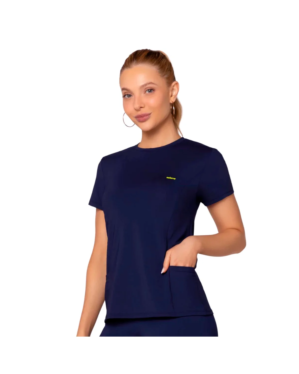 Selene camiseta com recorte lateral e bolso - fitness (foto 3)