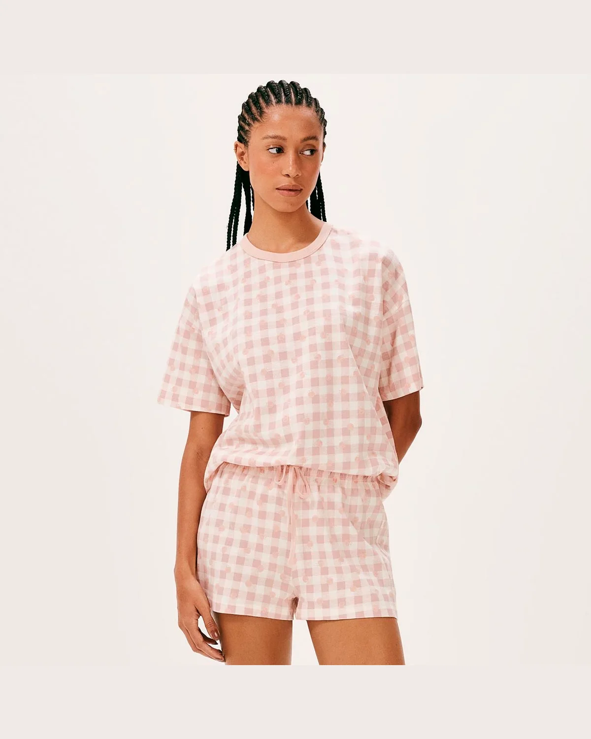 Hering pijama curto feminino estampado oversized 7cmv — ROSA (foto 1)
