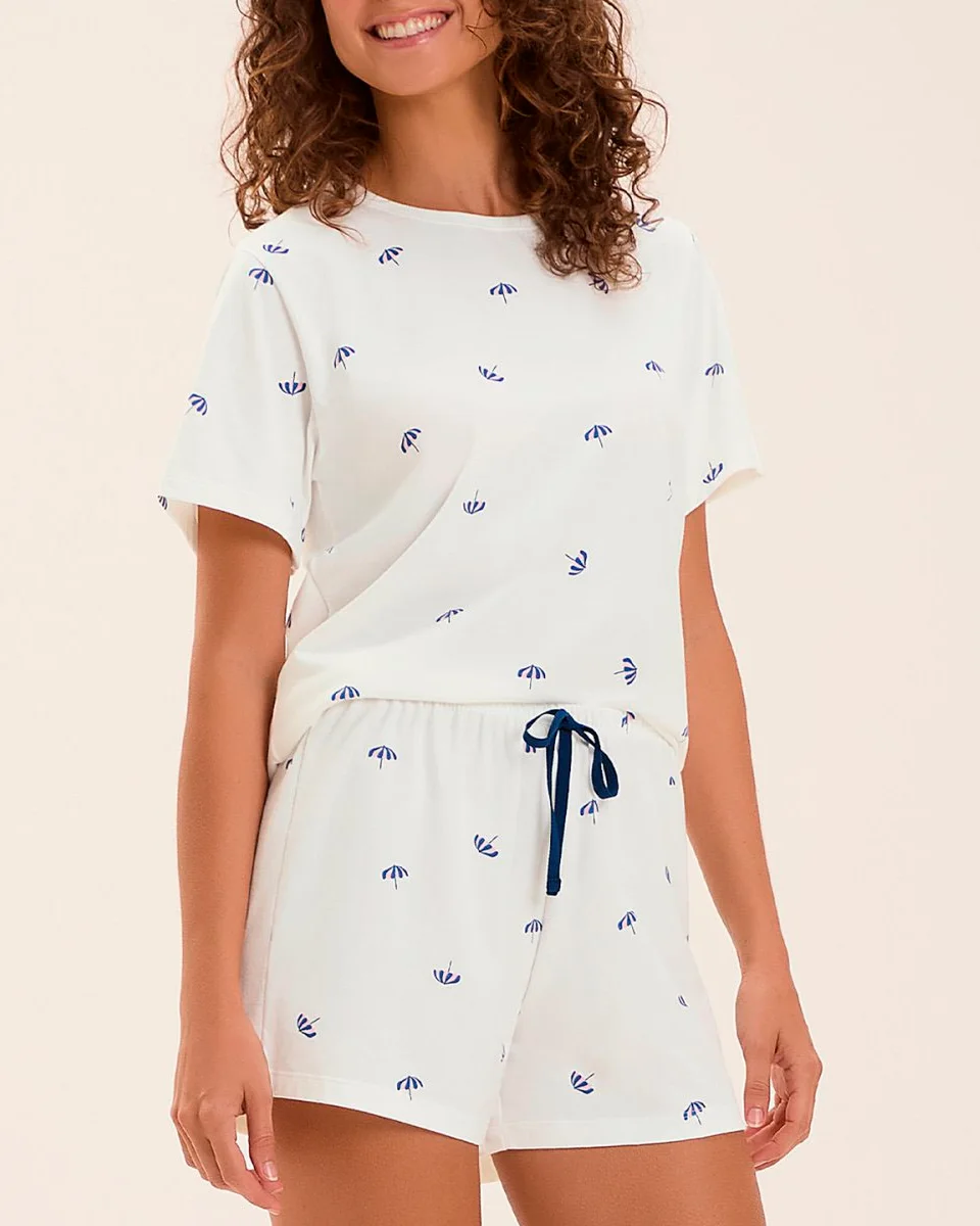 Cor com amor pijama feminino manga curta com shorts 2011126 — OFF WHITE (foto 2)