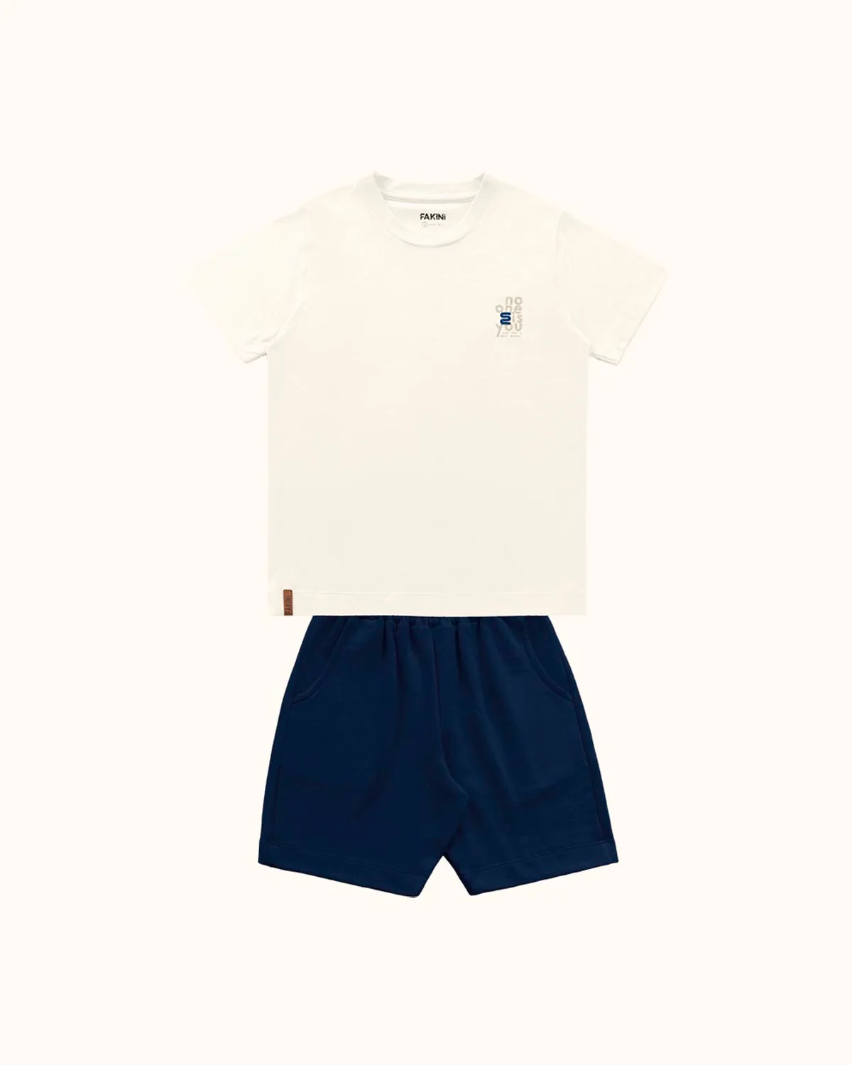 Fakini conjunto camiseta e bermuda em malha 10.25.03527 — MARFIM/MARINHO (foto 1)