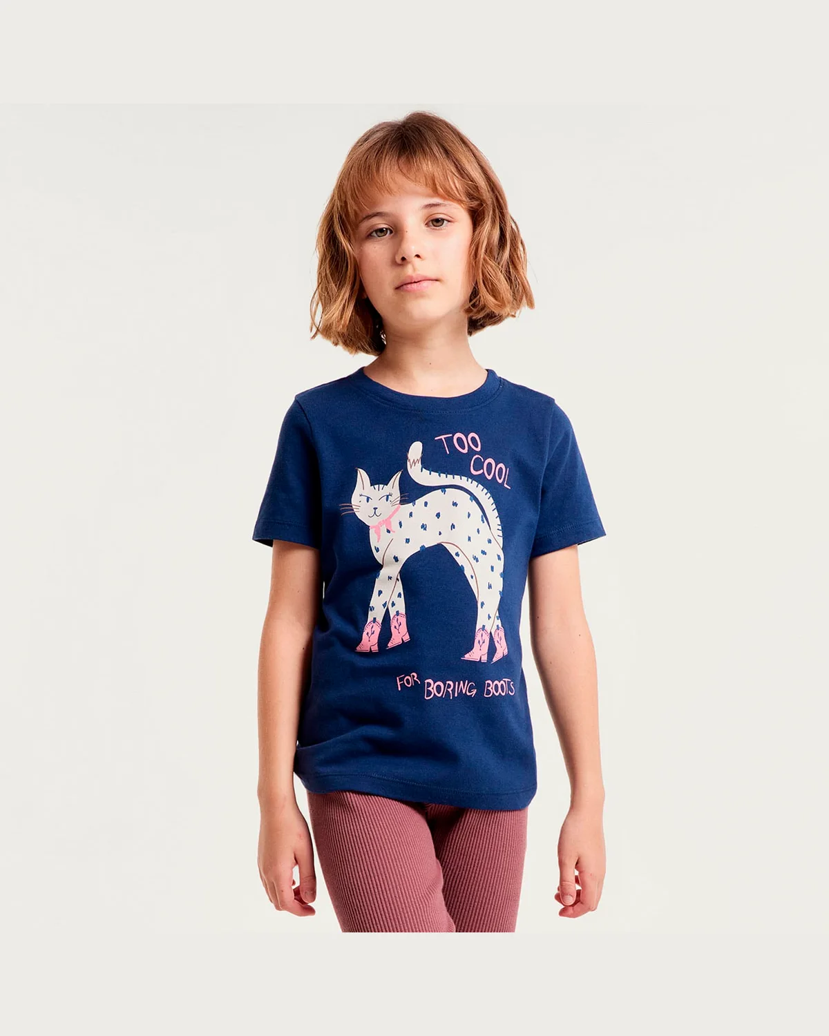 Hering blusa infantil menina manga curta com estampa 5cha — AZUL MARINHO (foto 1)