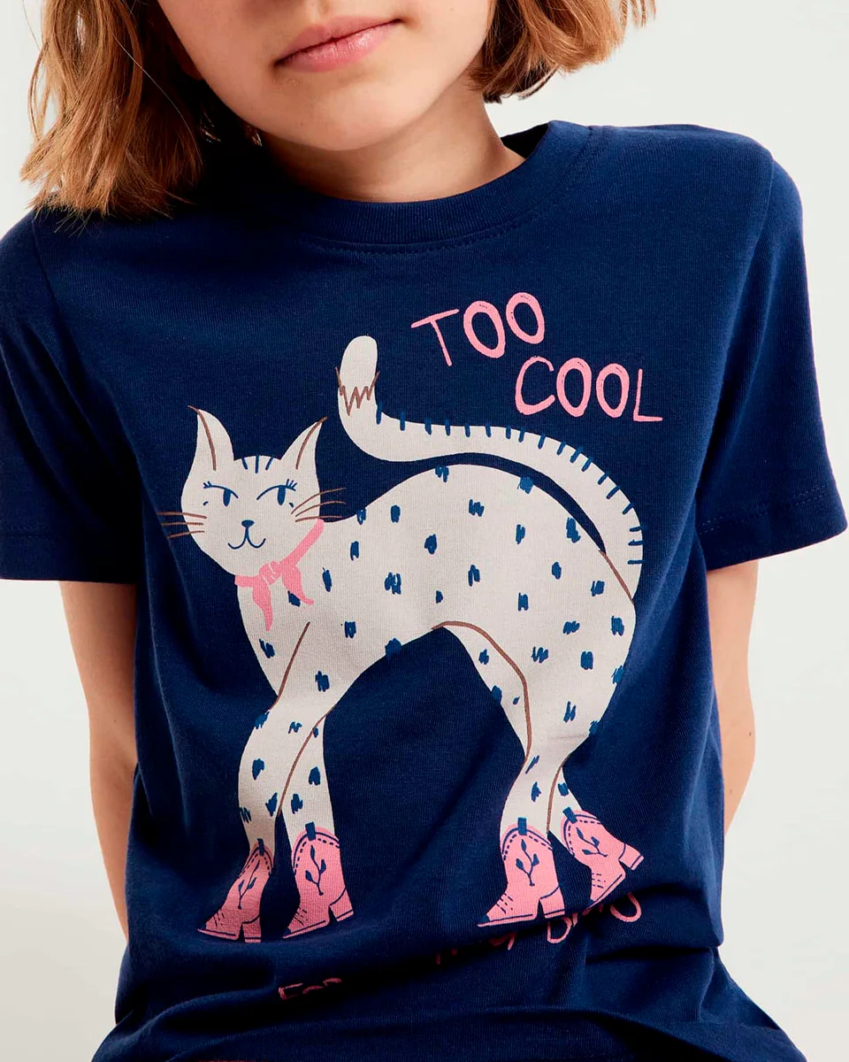 Hering blusa infantil menina manga curta com estampa 5cha — AZUL MARINHO (foto 2)